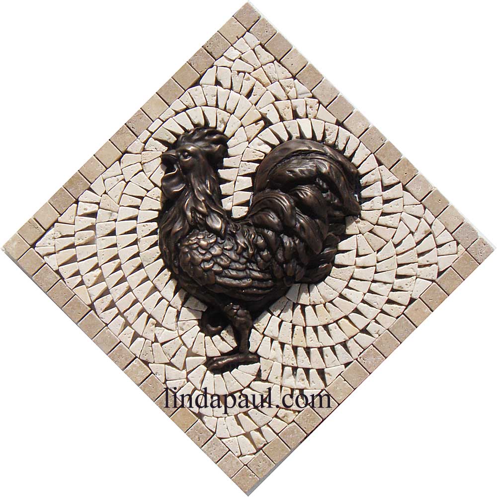 Rooster Tile Medallion French Country Kitchen Backsplash Ideas